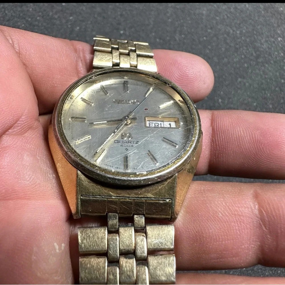 Vintage Seiko SQ 4004 Mens Quartz Watch Gold Tone DayDate 0903-8109 PARTS/REPAIR - Picture 2 of 10